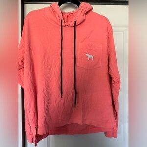 Long sleeve drawstring tee with hoodie in Coral✨